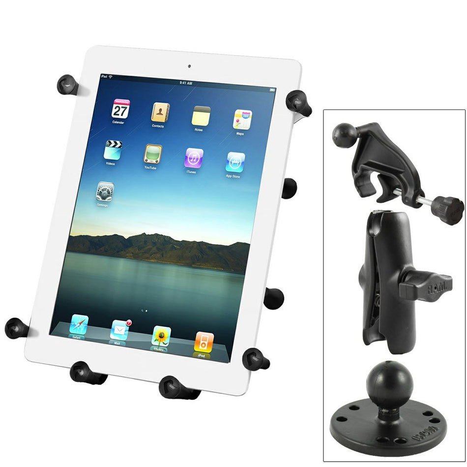 RAM Yoke Clamp Mount with X-Grip(TM) III Universal Clamping Cradle for The Apple New iPad, iPad 2, iPad 1, Motorola XOOM & XYBOARD 10.1