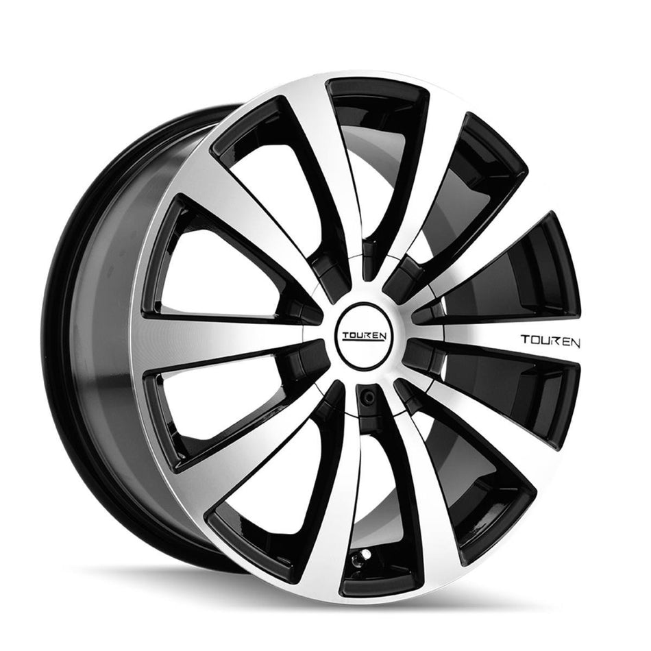 Touren TR3 Black/Machined Face/Machined Lip Wheel with Alloy Steel (17 x 7. inches /100 x 100 mm, 40 mm Offset)