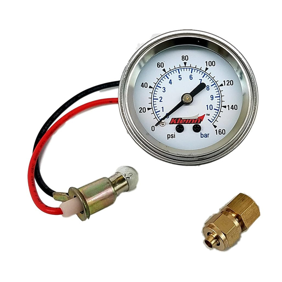 Kleinn Air Horns 1022 Single Needle 160 PSI Panel-Mount Illuminated Pressure Gauge