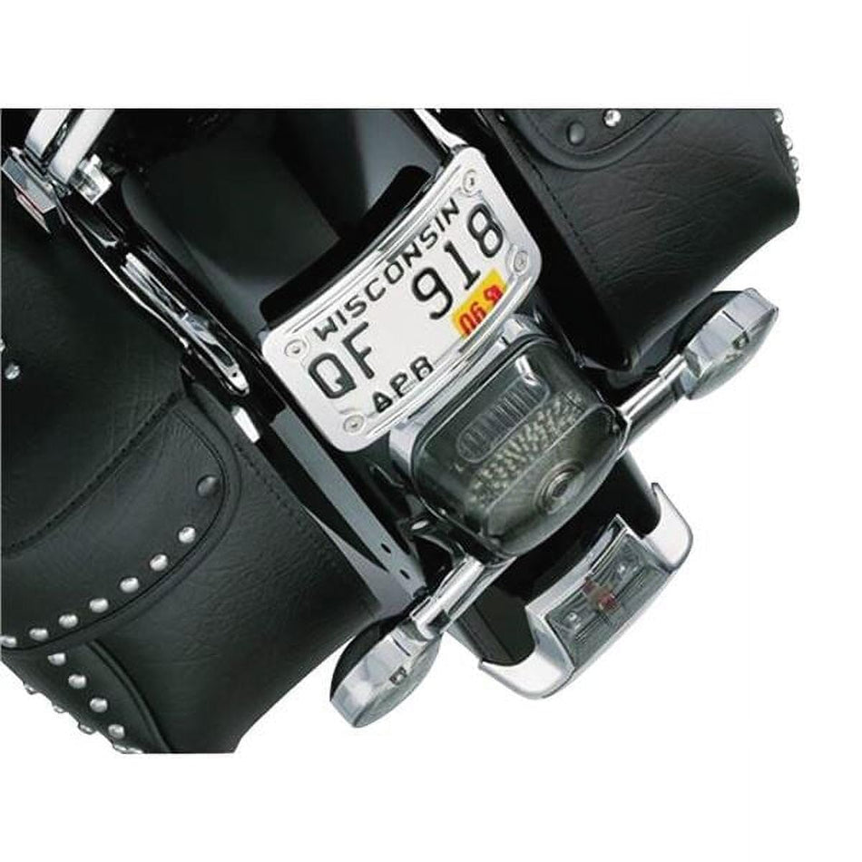 Kuryakyn 9171 Motorcycle Accessory: Curved Laydown License Plate Mount with Frame for Harley-Davidson, Honda Motorcycles and Custom Applications, Chrome