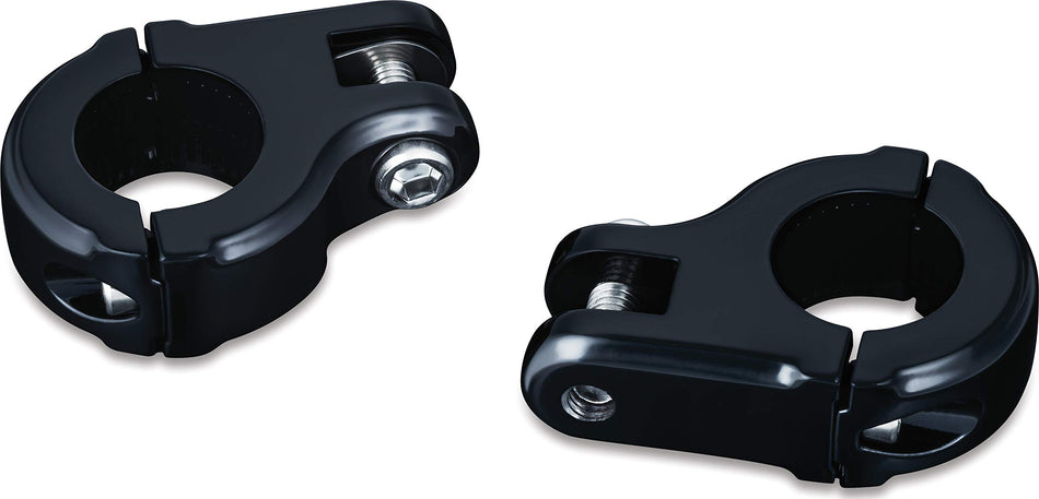Kuryakyn 7616 Motorcycle Foot Control Component: Brute Highway Peg Mounts, Universal Fit for 1-1/4 Engine Guards/Tubing, Gloss Black, 1 Pair