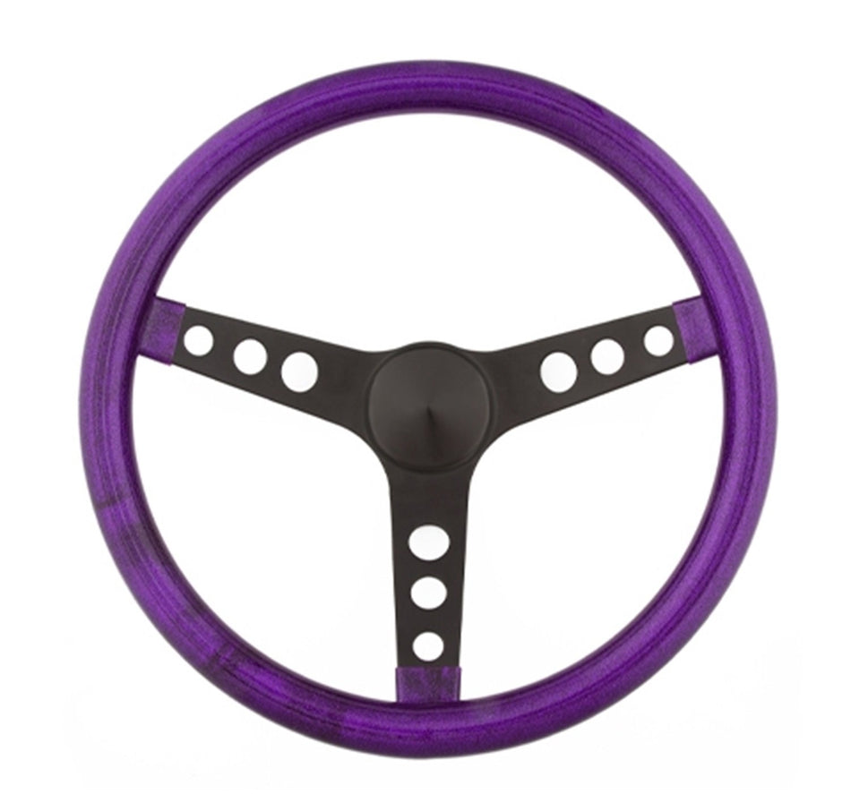 Grant 8453 Purple Metal Flake 13.5 inch 3-Black Spoke Design Steering Wheel