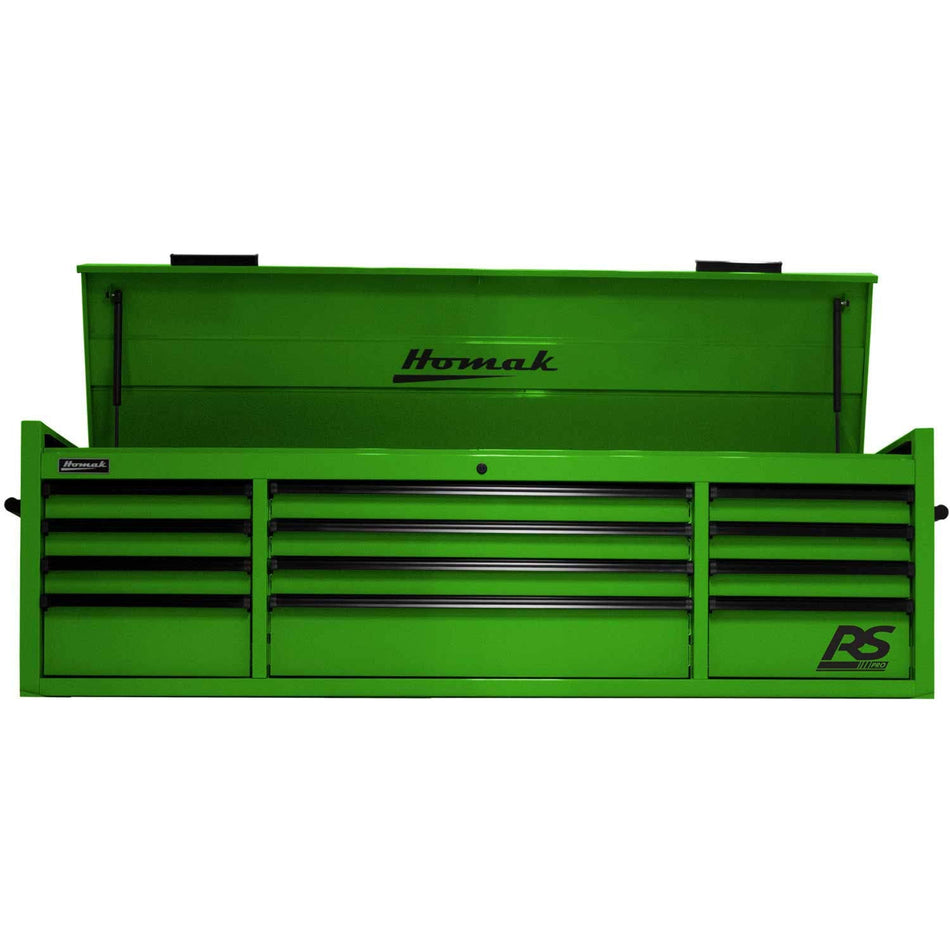 Homak LG02072120 RS Pro Series 12 Drawer Green Tool Chest, 71-1/2W X 23-1/2D X 23-3/8H