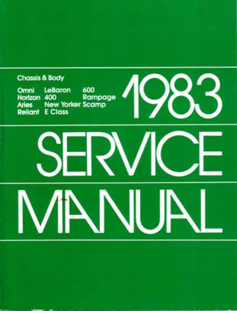 bishko automotive literature 1983 Lebaron New Yorker 400 Aries Omni Shop Service Repair Manual Book Engine