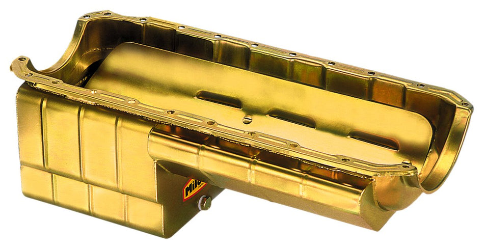 Milodon 31167 Steel, Gold Zinc Plated Strip and Serious Street Oil Pan for Big Block Chevy