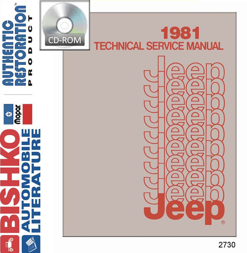 bishko automotive literature 1981 Jeep Cj Wrangler Scrambler Etc Shop Service Repair Manual CD Engine