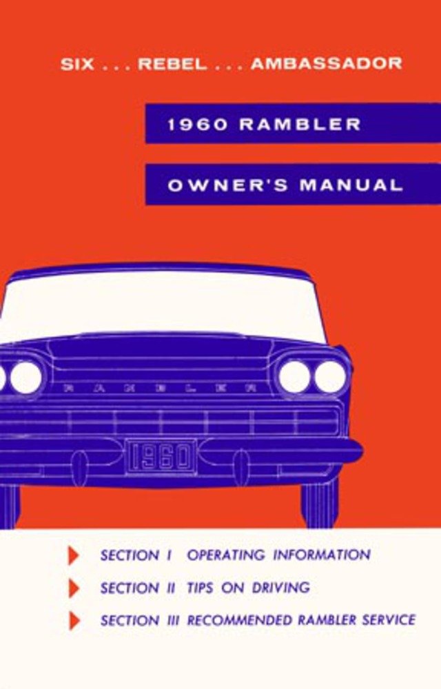 bishko automotive literature 1960 AMC Ambassador Rambler Rebel Owners Manual User Guide Operator Book Fuses
