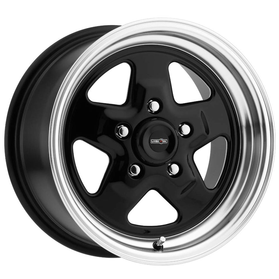 Vision 521H Nitro Black with Polished Lip Wheel Finish (15 x 8. inches /5 x 120 mm, 0 mm Offset)