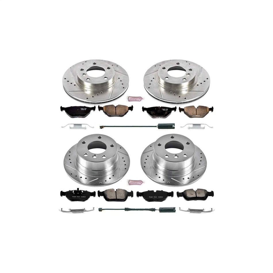 Power Stop K500 Front and Rear Z23 Carbon Fiber Brake Pads with Drilled & Slotted Brake Rotors Kit