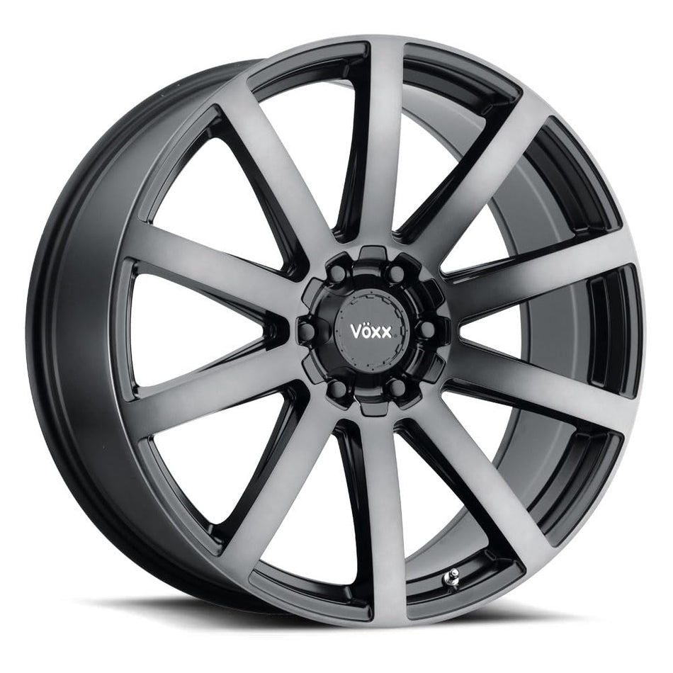 Voxx VENTO Custom Wheel - 17x7.5, 40 Offset, 5x114.3 Bolt Pattern, 73.1mm Hub - Gloss Black with Dark Tint Rim