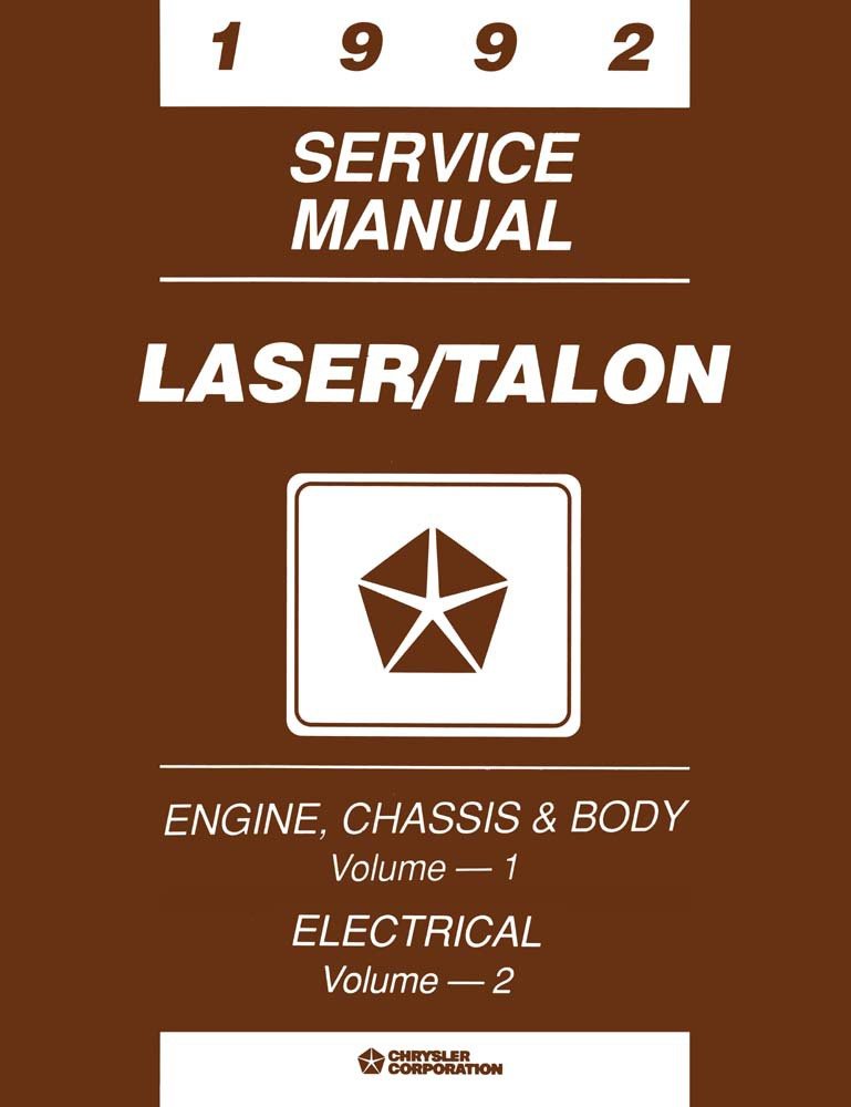 bishko automotive literature 1992 Eagle Talon Plymouth Laser Shop Service Repair Manual Engine Electrical