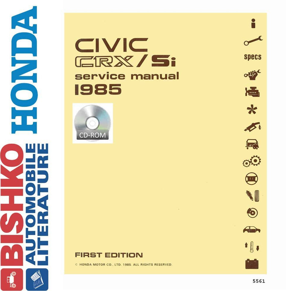 bishko automotive literature - Shop Service Repair Manual CD Engine Drivetrain Wiring for The 1985 Honda Civic Si CRX