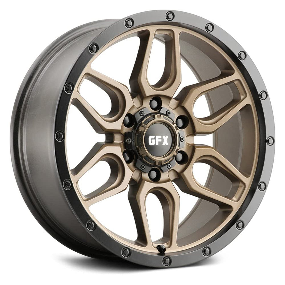 G-FX TR18 Custom Wheel - 18x9, 0 Offset, 6x139.7 Bolt Pattern, 106.2mm Hub - Matte Bronze with Matte Black Lip Rim