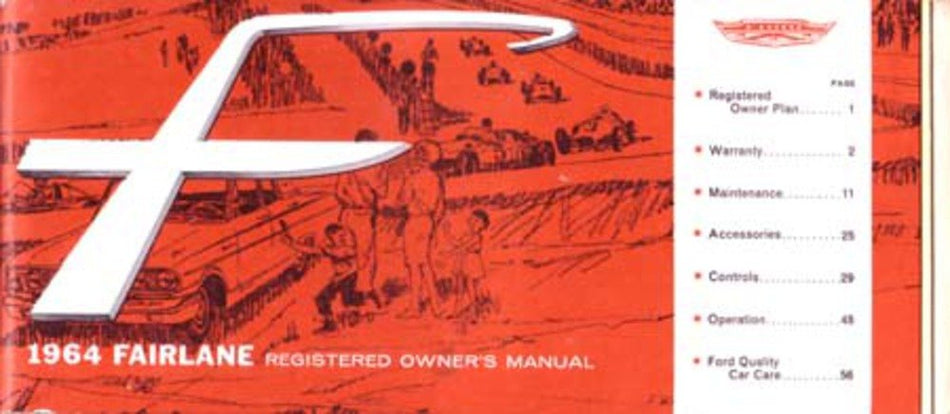 bishko automotive literature 1964 Ford Fairlane Owners Manual User Guide Reference Operator Book Fuses Fluids