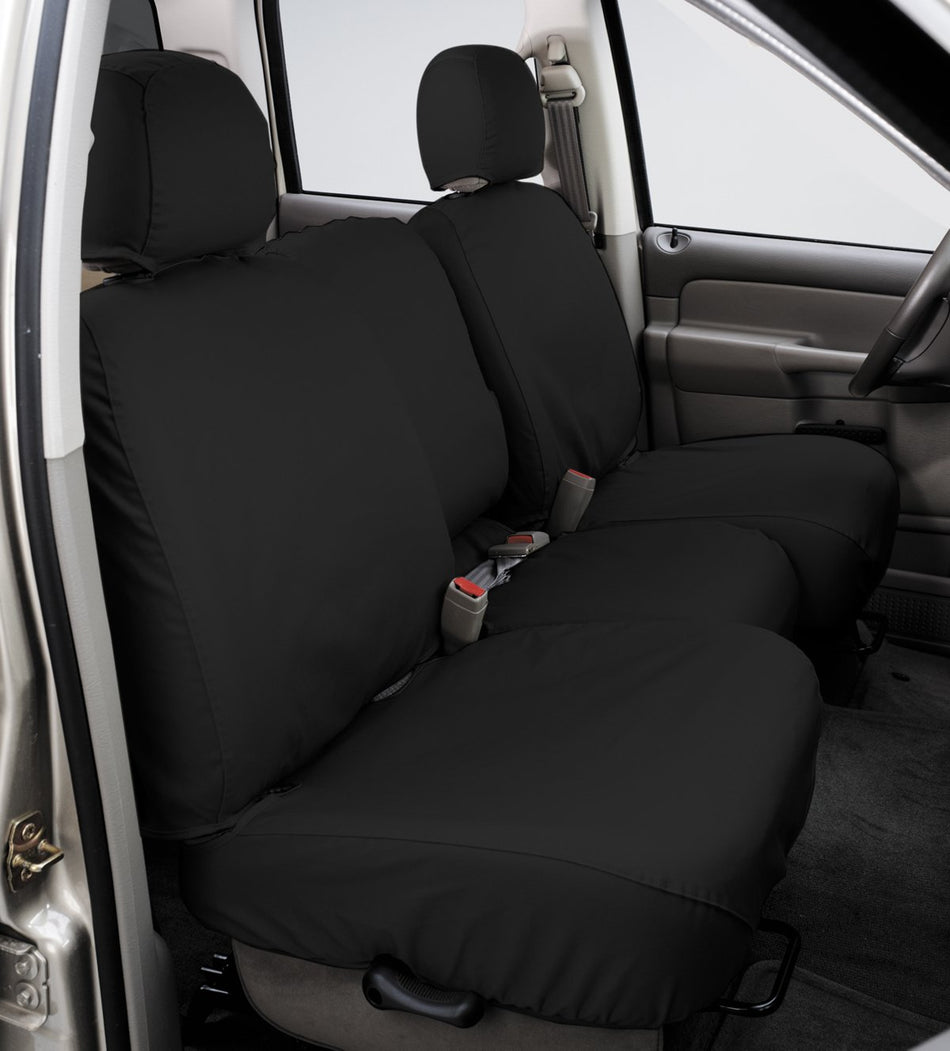 Covercraft Custom-Fit Rear-Second Seat Bench SeatSaver Seat Covers - Polycotton Fabric, Charcoal Black
