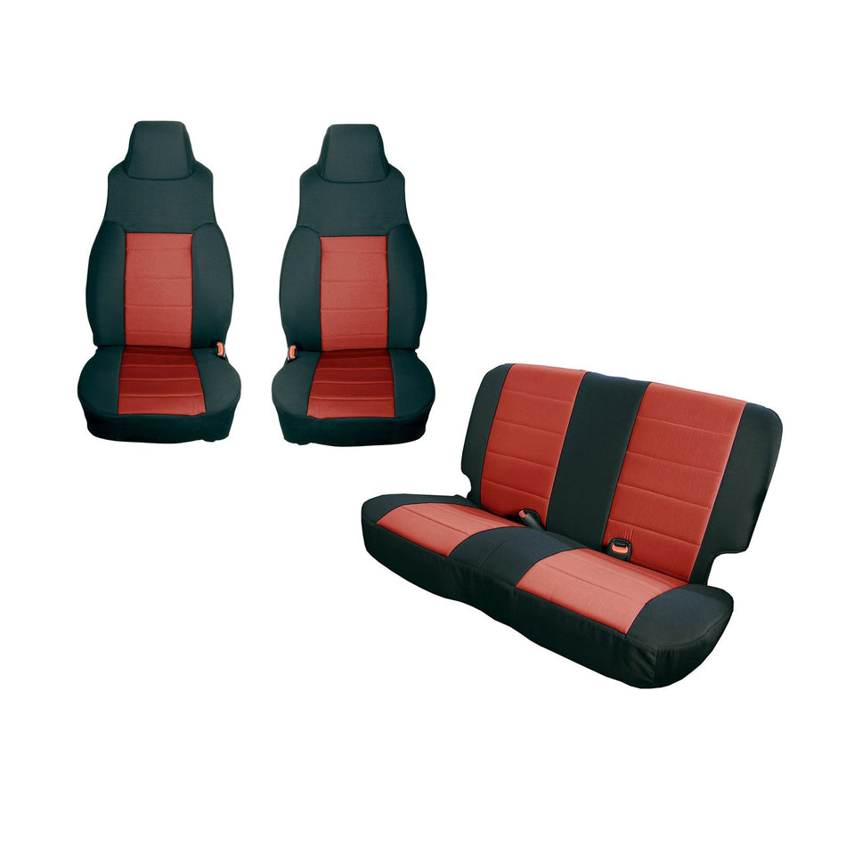 Rugged Ridge | Seat Cover Kit, Black/Red | 13292.53 | Fits 1997-2002 Jeep Wrangler TJ