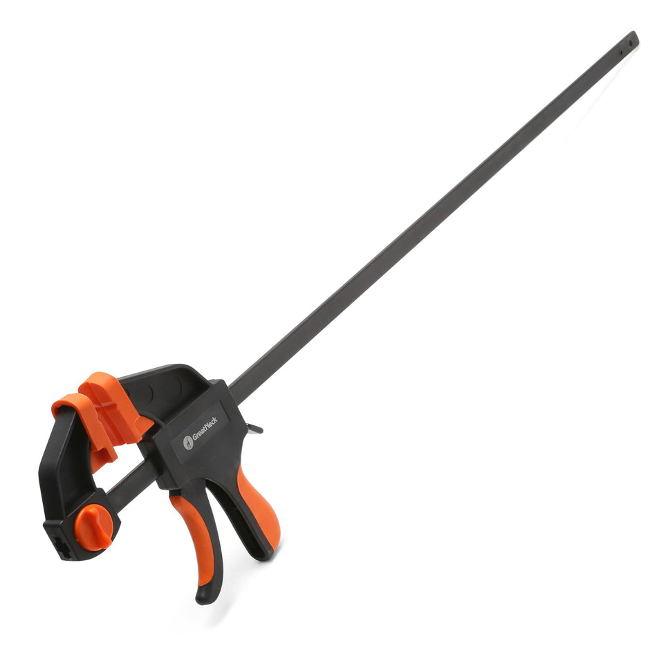 GreatNeck 59003 24 Inch Ratcheting Bar Clamp, 32.25 Inch Bar Clamp Spreader Distance, Quick Clamps for Woodworking, Rubber Jaw Pads, One-Handed Operation
