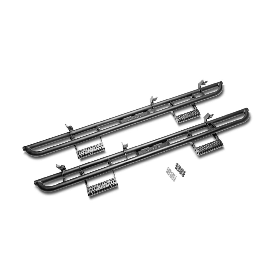 N-Fab RKR Step System for Jeep Wrangler JL | Cab Length, Tubular Steel, Textured Black | J182RKRS2 | Fits 2018-2024 Jeep Wrangler JL 2-Door SUV, SRW Gas