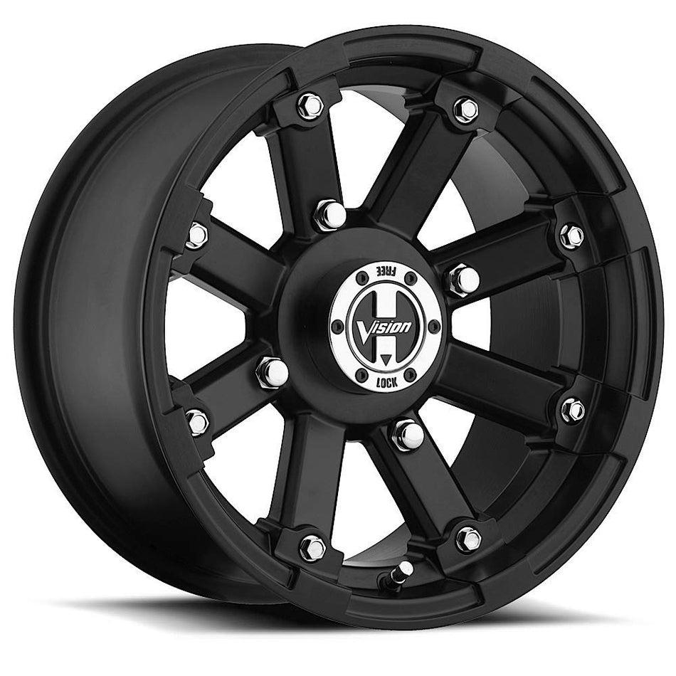 VISION WHEEL - 393 lock out - 14 Inch Rim x 8 - (4x156) Offset (-10.2) Wheel Finish - Matte black