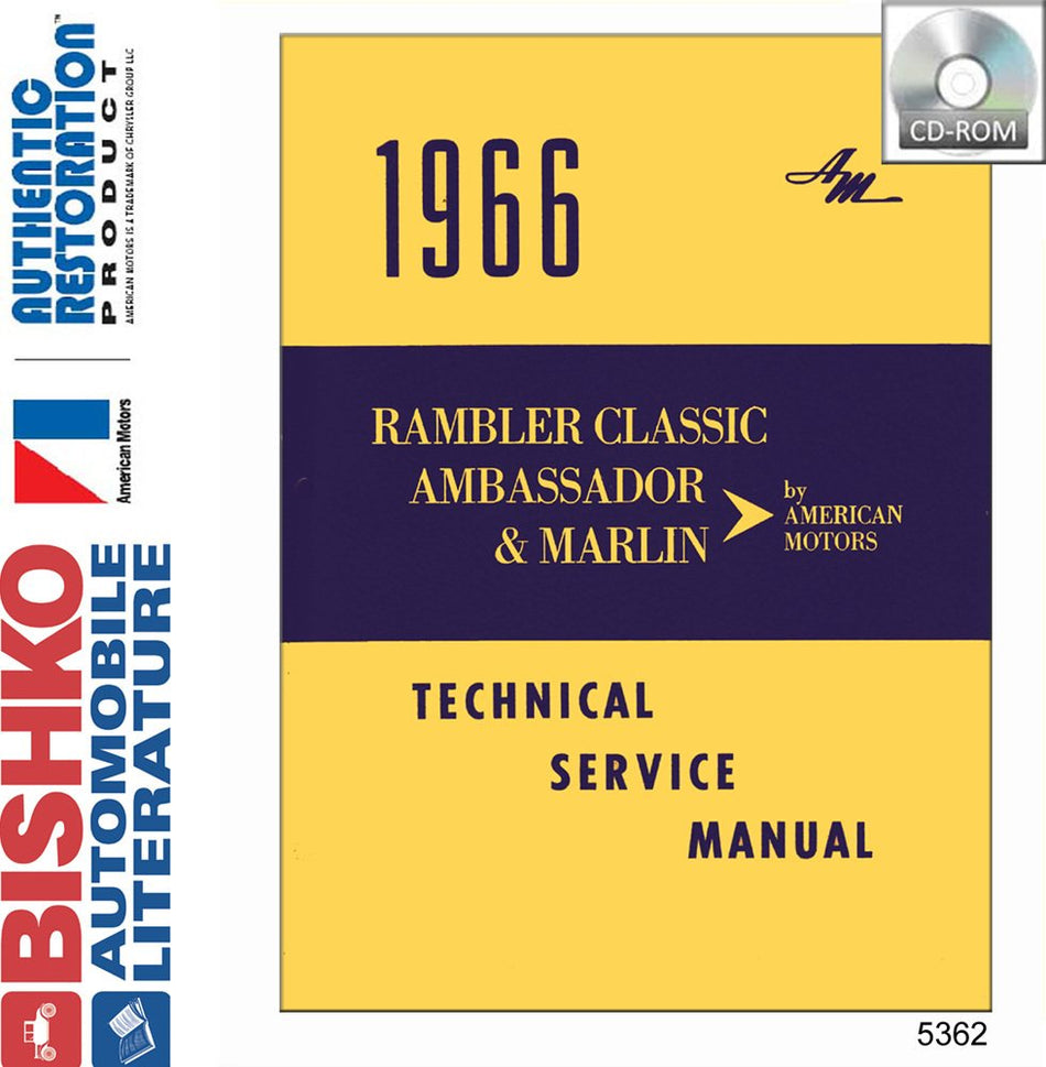 bishko automotive literature 1966 AMC Ambassador Classic Marlin Shop Service Repair Manual CD Engine Wiring