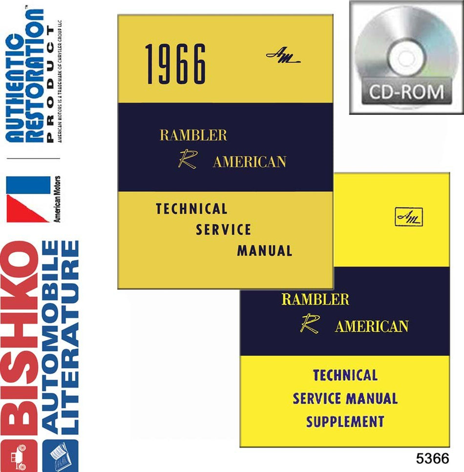 bishko automotive literature 1966 AMC American Shop Service Repair Manual CD Engine Drivetrain Wiring
