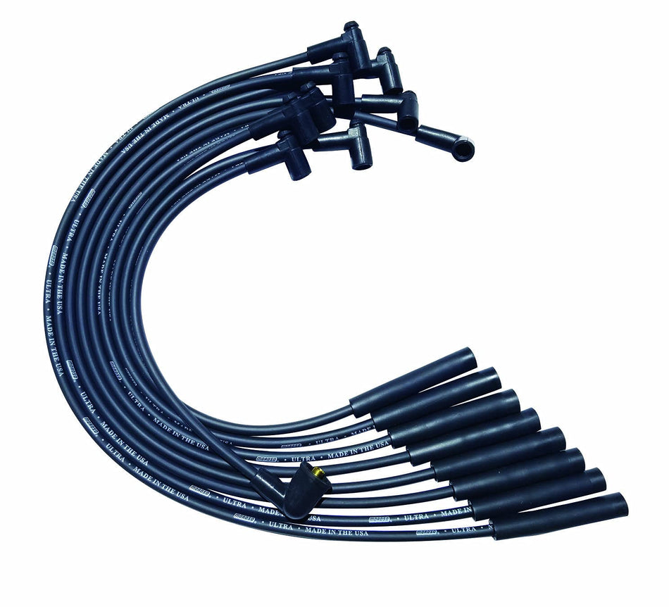 Moroso 51055 Ultra Series Black Spark Plug Wires, Mopar Chrysler, 273/318/340/360, Straight Plug Ends, HEI Distributor