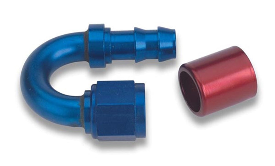 Earl's Performance 718009ERLP Super Stock 180 Deg. AN Hose End Size: -8AN Female to 1/2 in. Hose Barb Anodized Blue Clamshell Packaging Super Stock 180 Deg. AN Hose End
