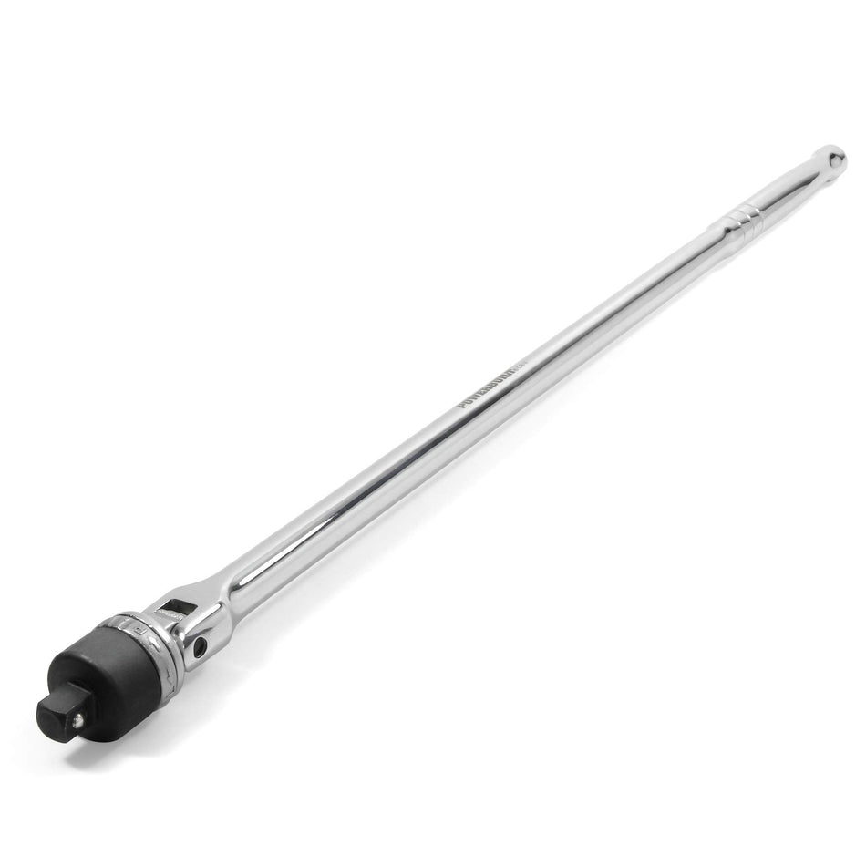 Powerbuilt 1/2 Inch Drive Ratchet Breaker Bar Hand Tool, Long Reach 24 Inches, Grip and Break Loose Tight Bolts, Nuts - 641700