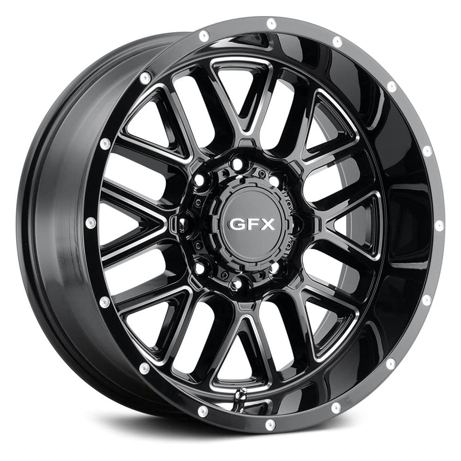G-FX TM5 Custom Wheel - 20x10, -19 Offset, 8x170 Bolt Pattern, 125.2mm Hub - Gloss Black with Milled Accents Rim