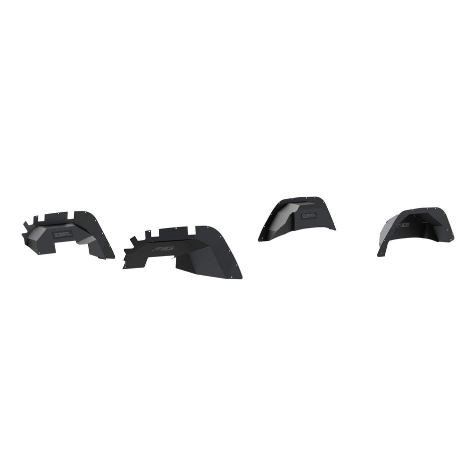 ARIES 2500650 Black Aluminum Front and Rear Jeep Wrangler JL Inner Fender Liner Wheel Well Guard Covers