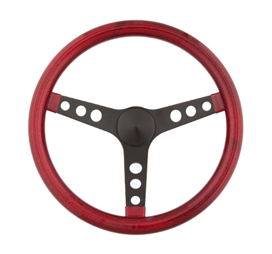 Grant 8475 Red Metal Flake 15 inch 3-Black Spoke Design Steering Wheel