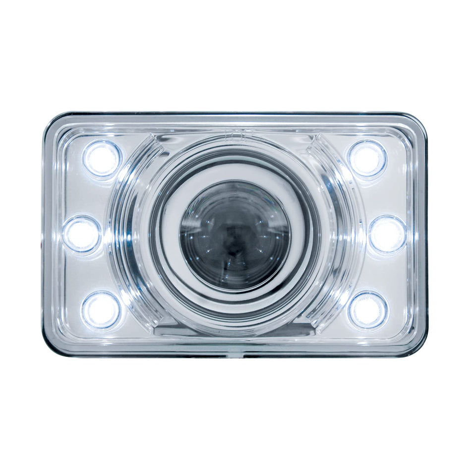 United Pacific 31375 ULTRALIT 4in x 6in Crystal Projection Headlight w/6 White LED Position Light, Reinforced Aluminum Reflector, Anti-vibration u2013 LOW BEAM u2013 ONE Unit