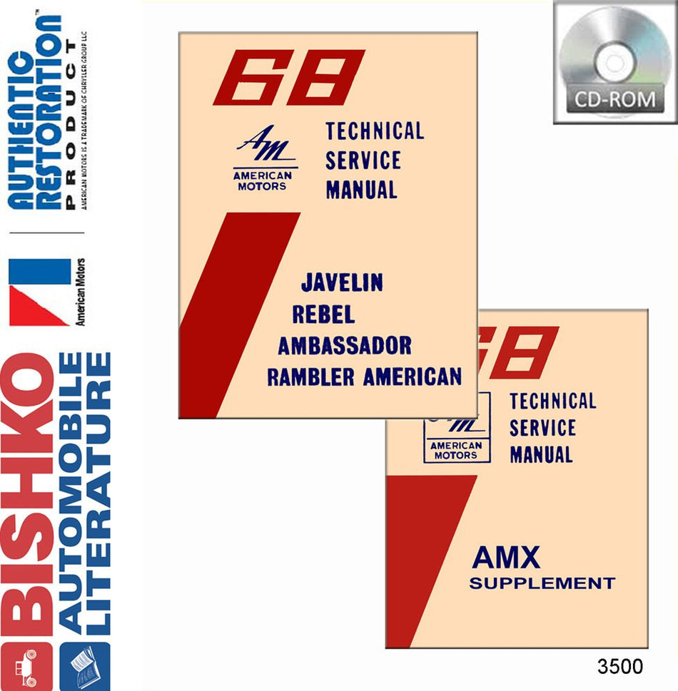 bishko automotive literature 1968 AMC Javelin Rebel Ambassador Shop Service Repair Manual CD Engine