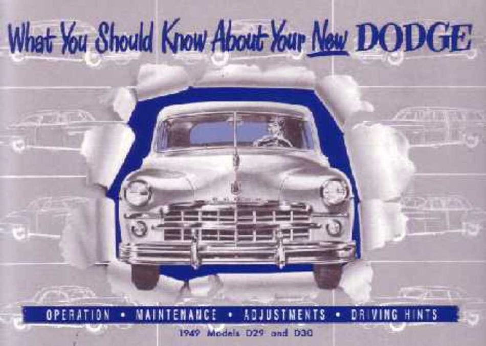 bishko automotive literature 1949 Dodge Car Owners Manual User Guide Reference Operator Book Fuses Fluids
