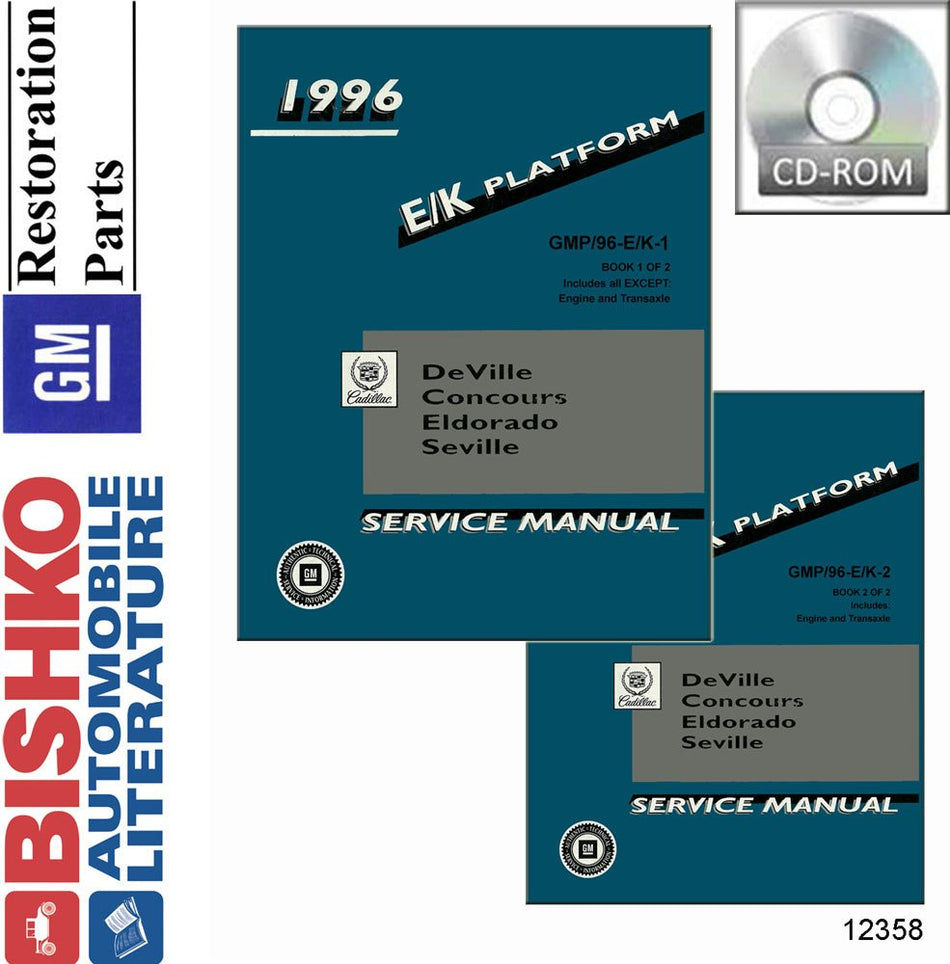 bishko automotive literature Shop Service Repair Manual CD for The 1996 Cadillac DeVille Concours Eldorado Seville