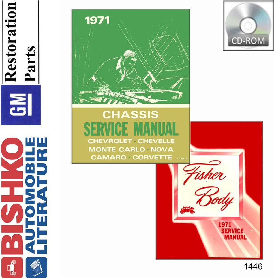 bishko automotive literature 1971 Camaro Chevelle Corvette Etc Shop & Body Service Repair Manual CD Engine