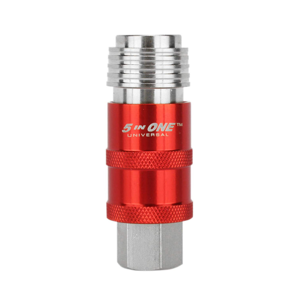 Milton 5 In ONE Universal Safety Exhaust Quick-Connect Industrial Coupler, 1/4" Body 3/8" MNPT, Safely Bleeds Excess Air and Disengages Fittings, Compatible to All Major Interchanges