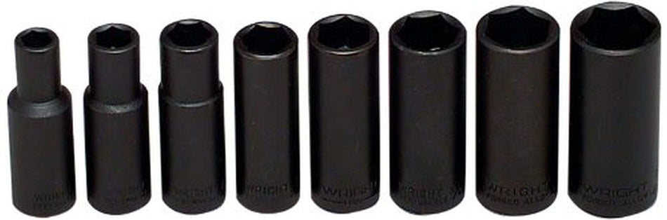 Wright Tool 314 3/8 Drive, Deep Impact Socket Set 5/16 - 3/4 (8-Piece)