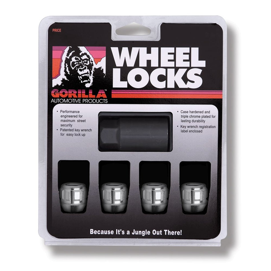 Gorilla Automotive 78481N 1/2 Thread Size Acorn Open-End Chrome Wheel Lock - Pack of 4