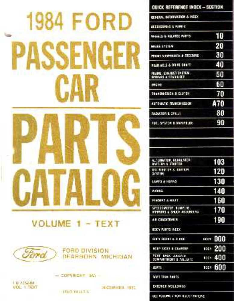 bishko automotive literature 1984 Ford Part Numbers Book List Guide Manual Interchange Illustrations Factory