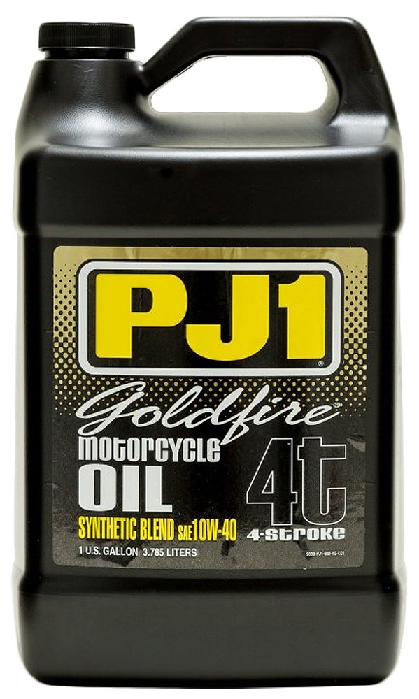 PJ1 9-32-1G Goldfire 10W-40 Synthetic Blend Motorcycle Engine Oil, 1 gallon, Titanium