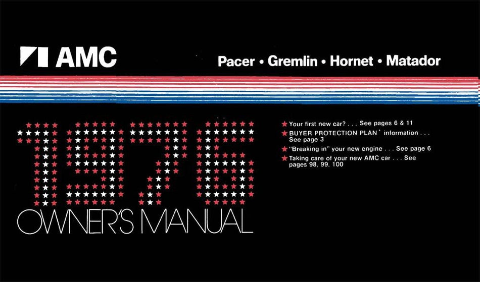 bishko automotive literature 1976 AMC Owners Manual User Guide Reference Operator Book Fuses Fluids OEM