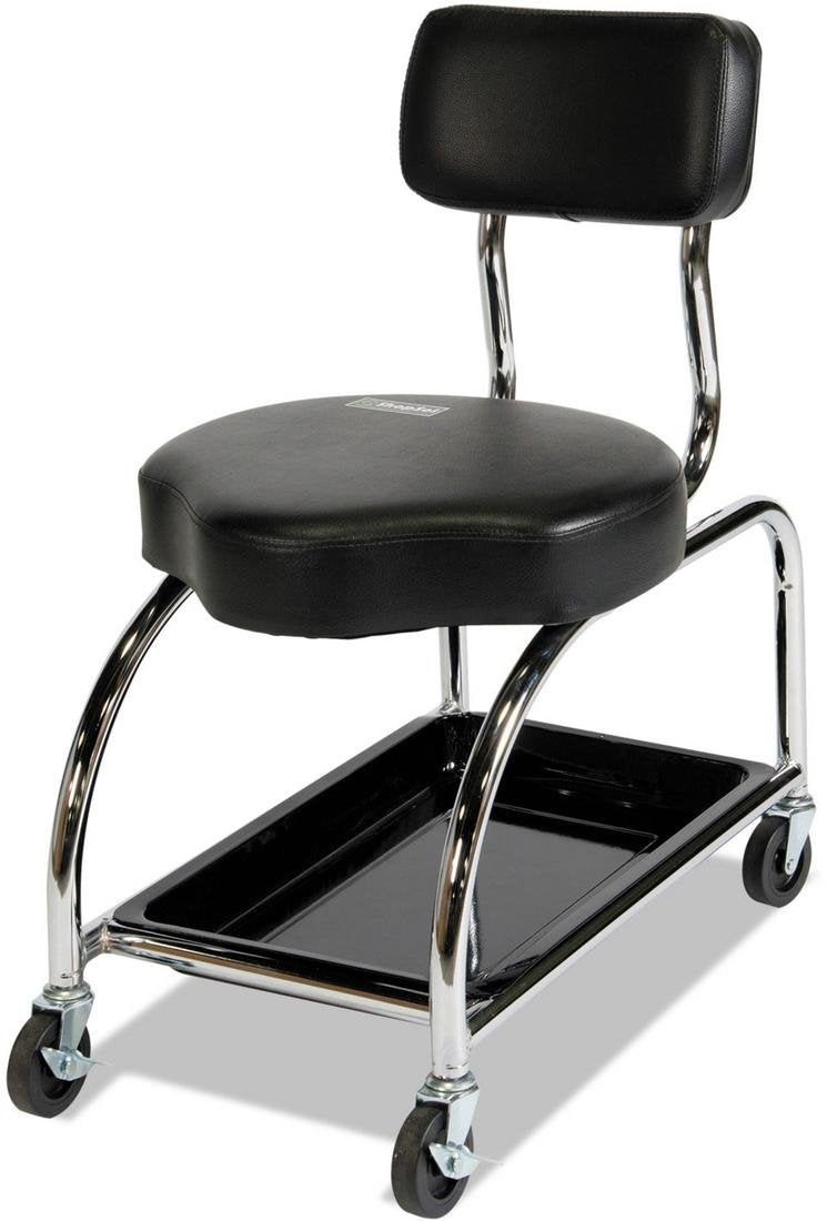 ShopSol 3010001 Heavy Duty Mechanics Stool with Backrest and Tool Tray. 450-Pound Capacity