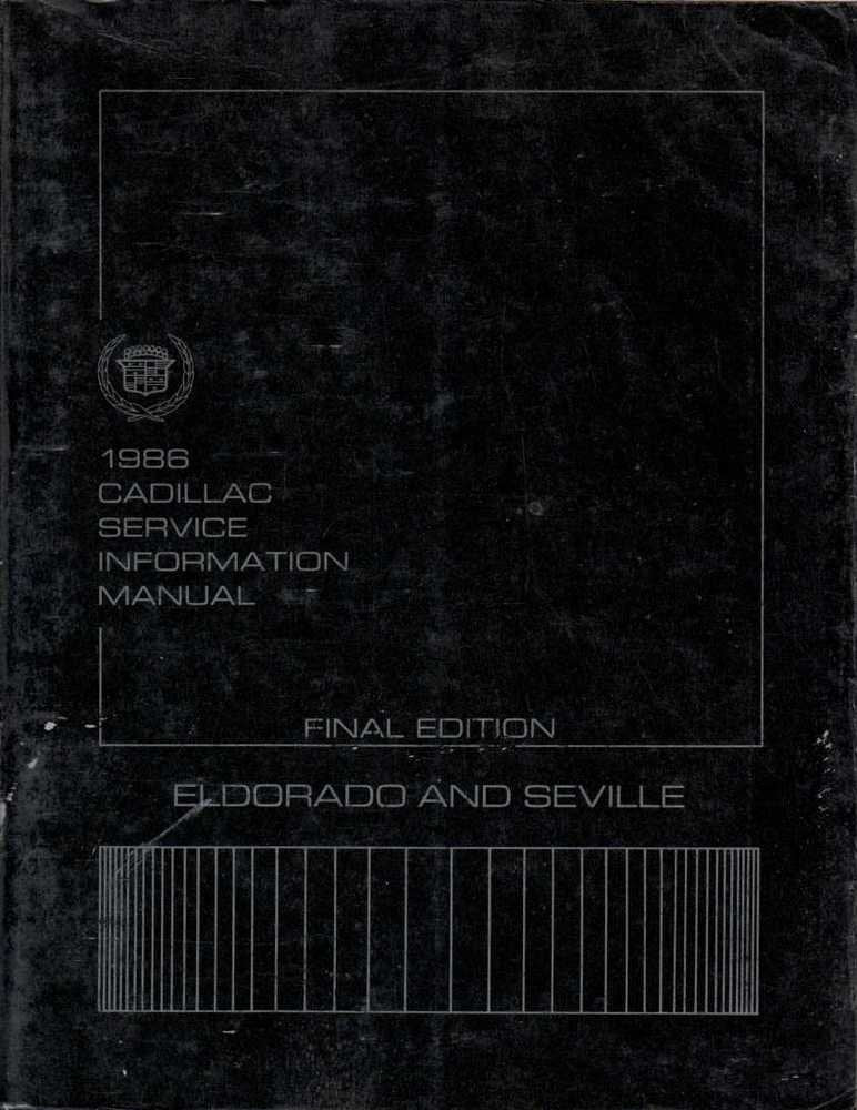 bishko automotive literature Shop Service Repair Manual for The 1986 Cadillac Eldorado Seville