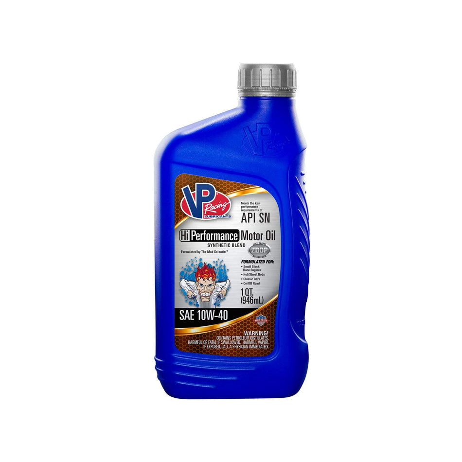 VP Racing Fuels Synthetic Blend Hi Performance Motor Oil Quart SAE 10W-40