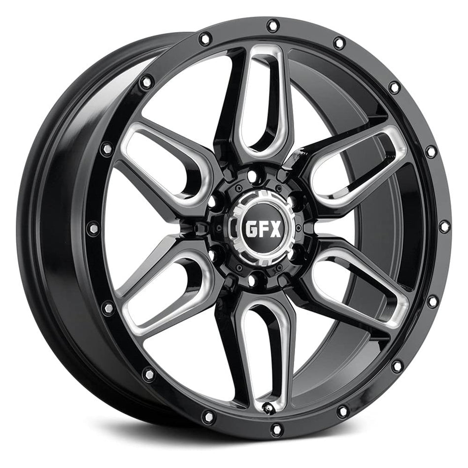 G-FX TR18 Custom Wheel - 18x9, 0 Offset, 6x139.7 Bolt Pattern, 106.2mm Hub - Gloss Black with Milled Accents Rim