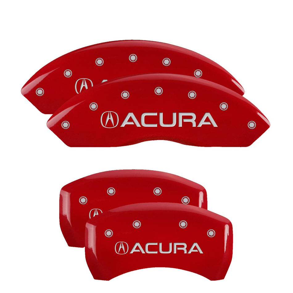 MGP Caliper Covers 39018SACURD Red Powder Coat Finish Acura/Acura Engraved Caliper Cover with Silver Characters, Set of 4