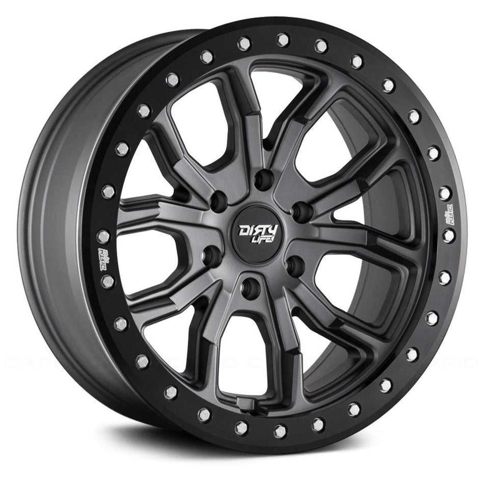 DT-1 17x9, Bolt Pattern: 5x5/, Offset: -38, MATTE GUNMETAL W/SIMULATED RING, set of 1