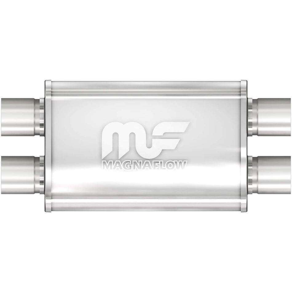 MagnaFlow Performance Exhaust Muffler 11379: 2.5/2.5 Inlet/Outlet, 4x9x11 Oval, Stainless Steel, Satin Finish