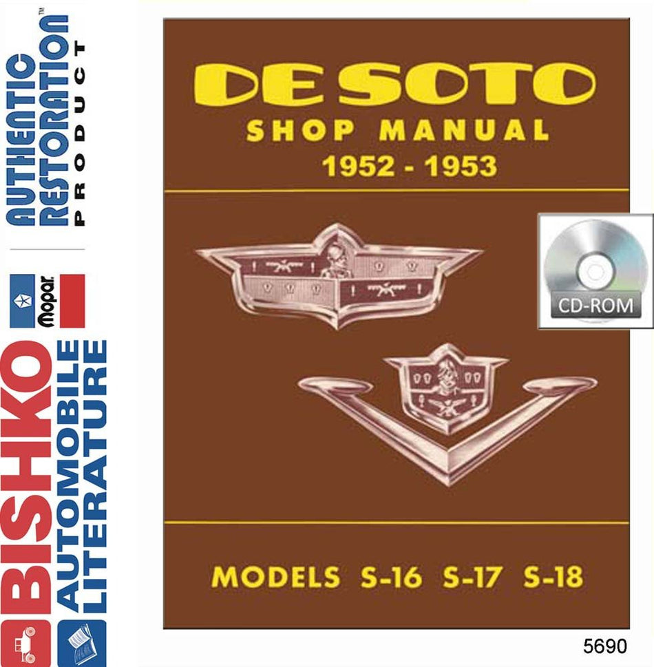 bishko automotive literature 1952 1953 DeSoto S-Series S16 S17 S18 Shop Service Repair Manual CD Engine